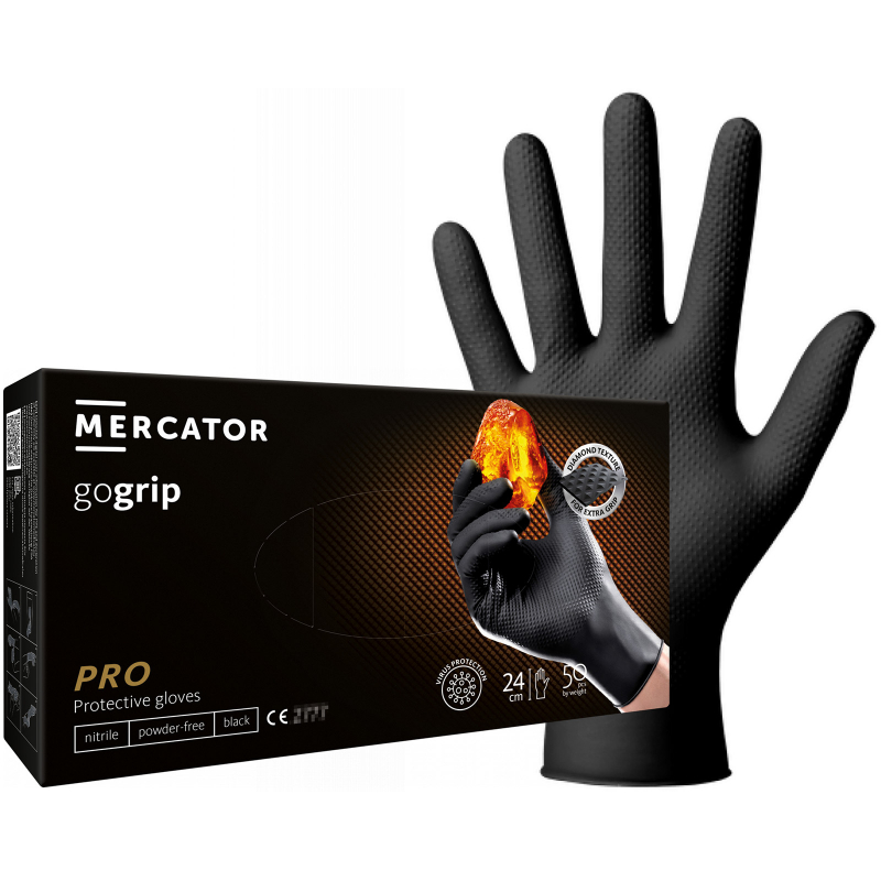 MERCATOR GOGRIP black nitrilové rukavice – 50 ks